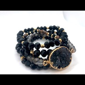 Gray Druzy Bracelet Set